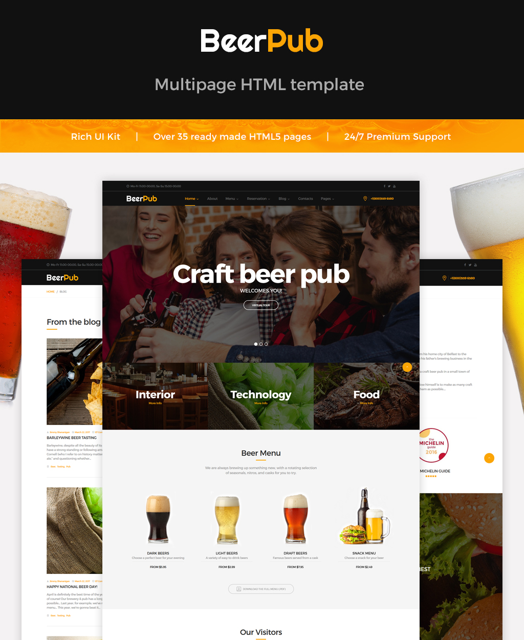 BeerPub – Food and Restaurant Multipage Website Template