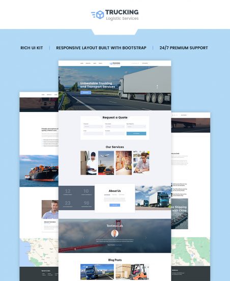 Trucking - Logistics & Transportation Services HTML Website Template