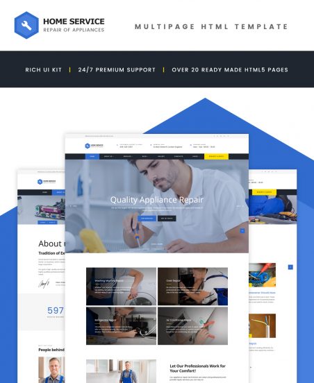 Home Appliance Repair Service Multipage Website Template Zemez HTML