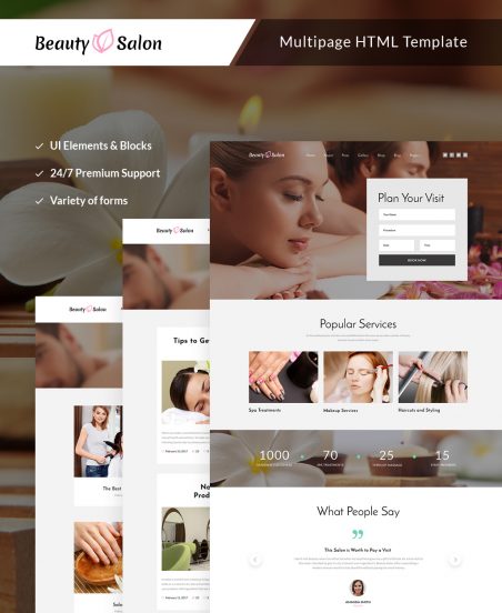 Beauty Salon Responsive Multipage Website Template