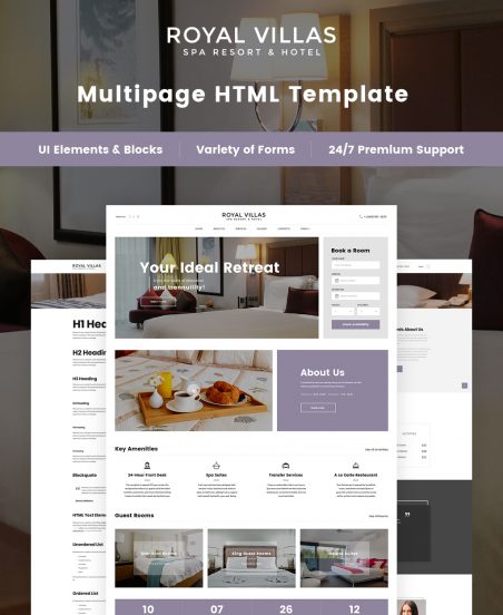 Royal Villas - Spa Resort & Hotel Responsive Multipage Website Template