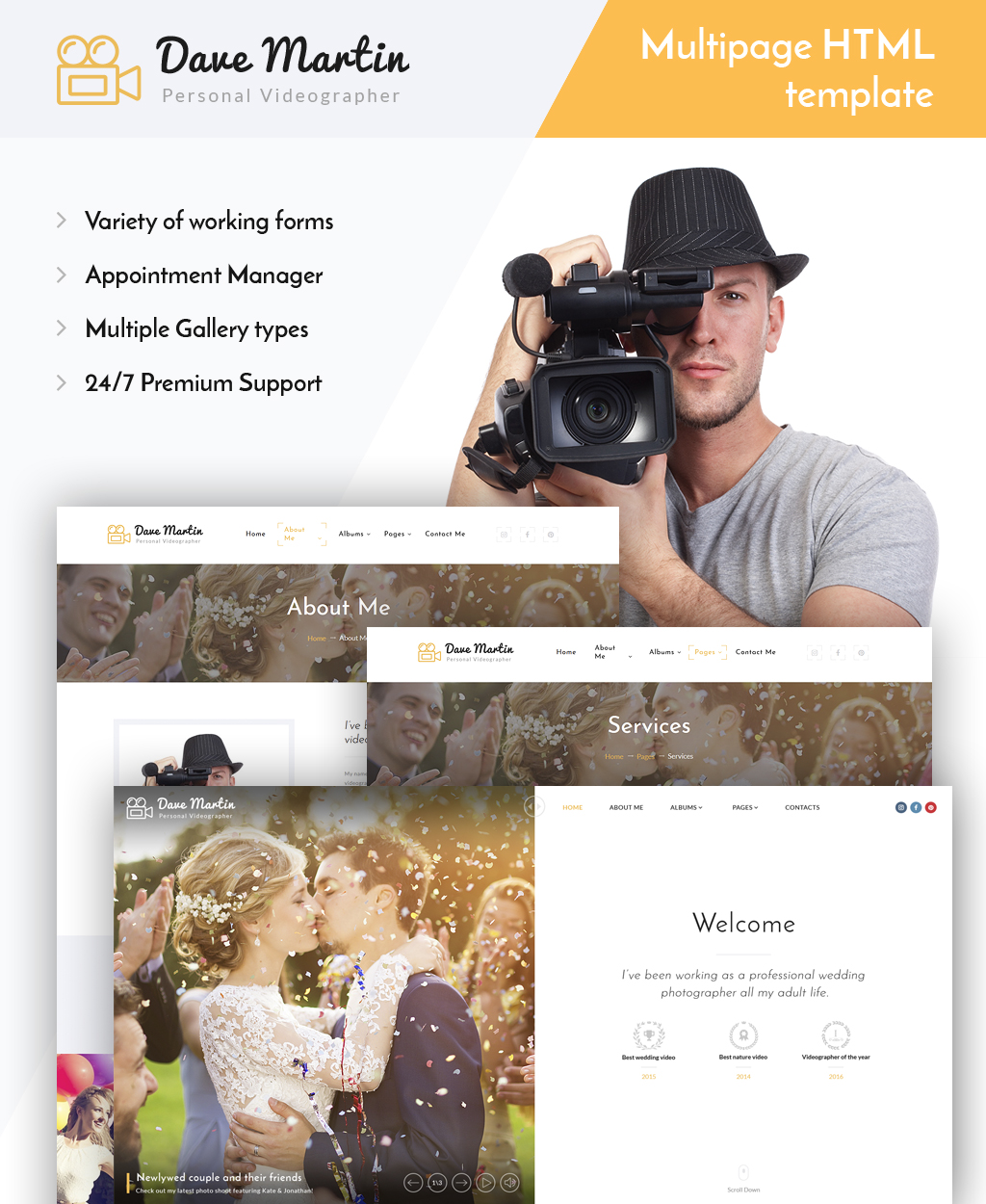 Dave Martin – Videographer Responsive HTML5 Website Template