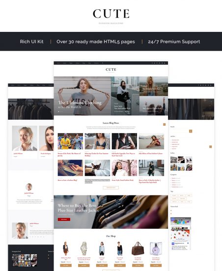 Cute - Fashion Magazine Multipage HTML5 Website Template