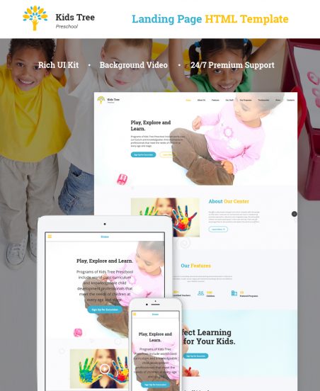 Kids Tree Preschool Landing Page Template