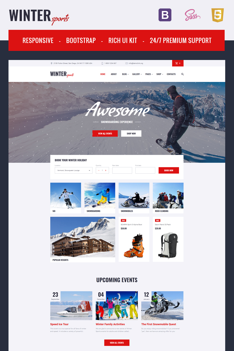 Winter Sports – Multipage Winter Sports Equipment Store HTML Website Template