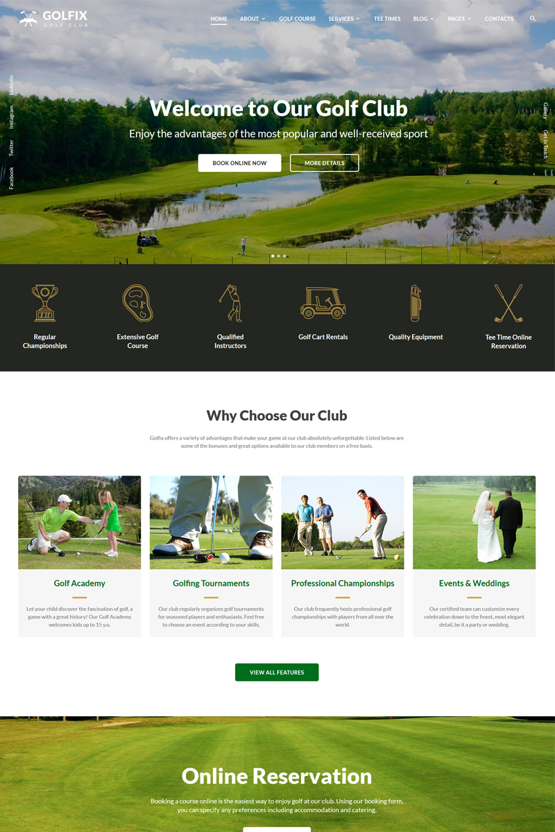 Golfix – Golf Club Multipage HTML Website Template