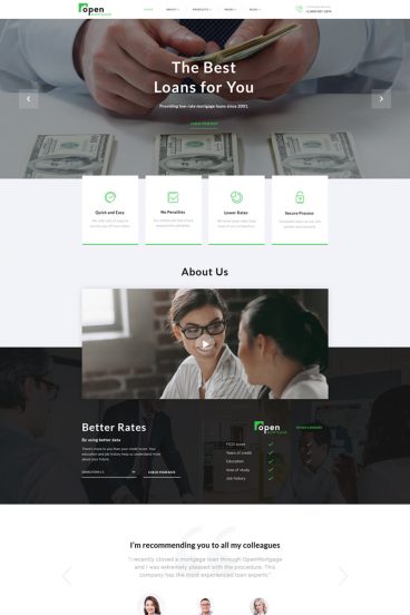 OpenMortgage - Classy Loan Consulting Company Multipage HTML Website Template