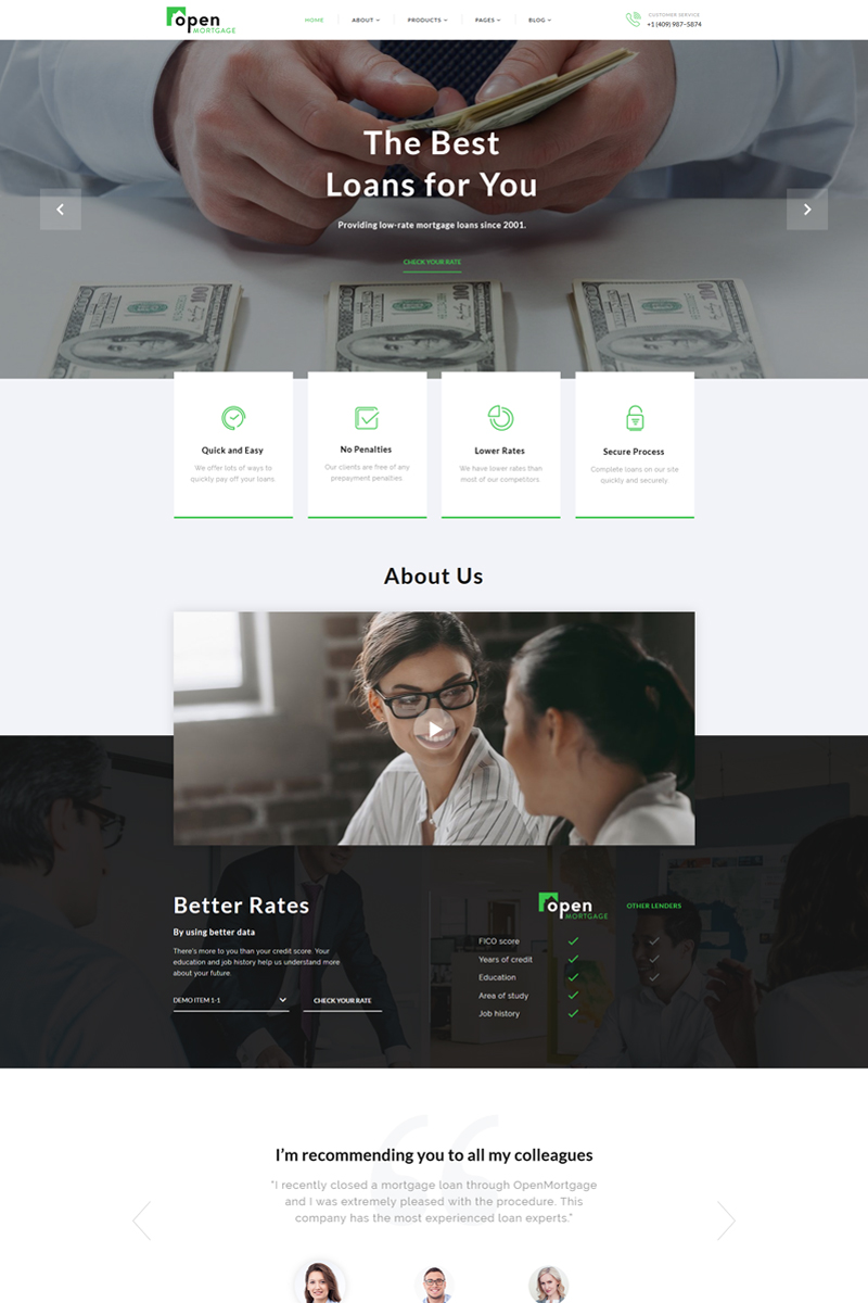 OpenMortgage – Classy Loan Consulting Company Multipage HTML Website Template