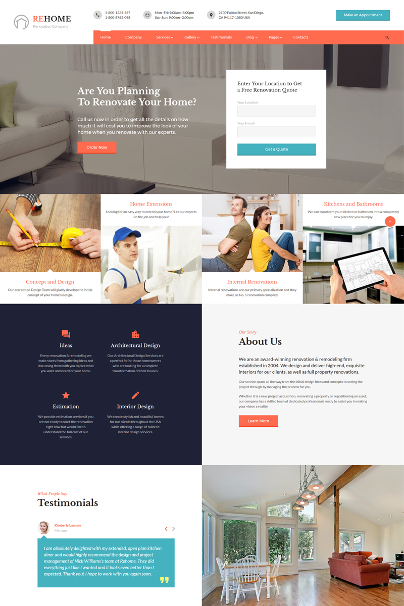 ReHome – Home Renovation & Modeling Multipage HTML Website Template