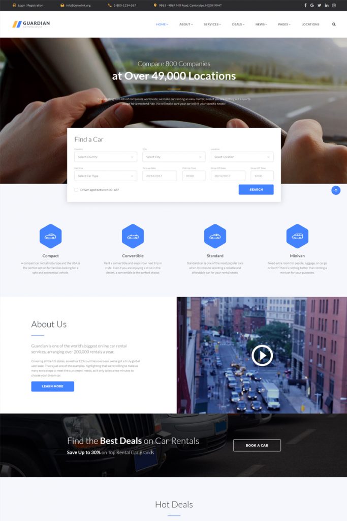 Guardian - Responsive Car Rental Company Multipage HTML Website ...