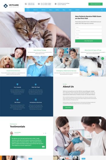 Vetcare - Vet Clinic Multipage HTML5 Website Template