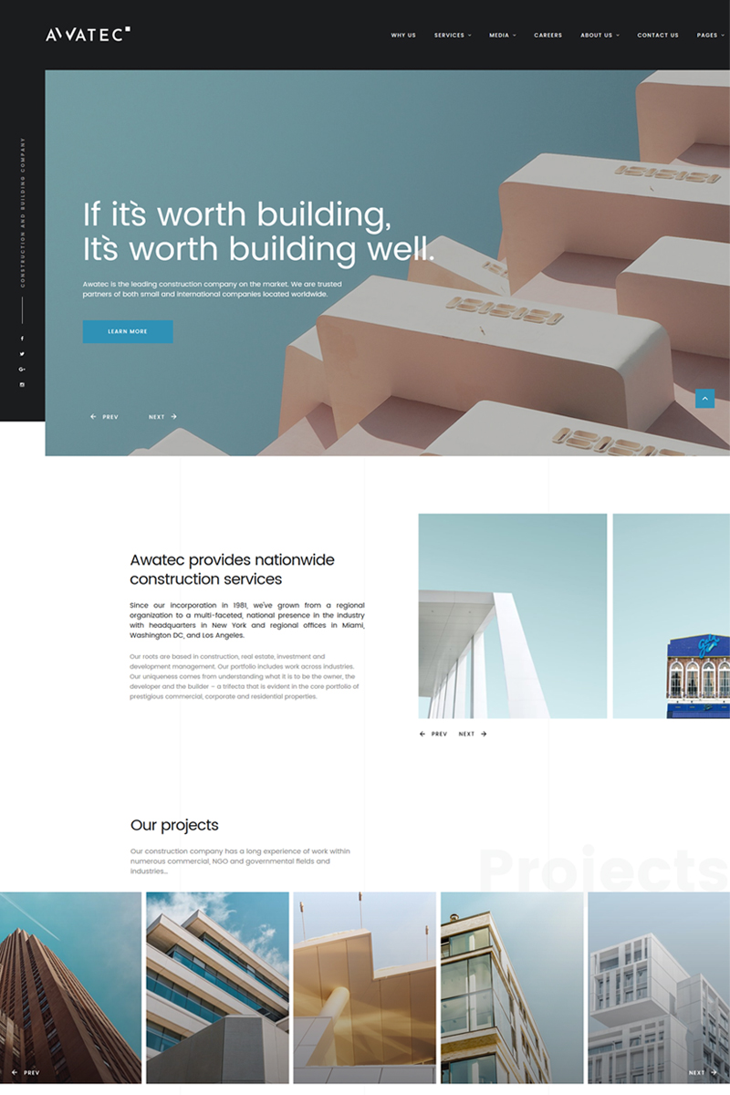 Awatec – Stylish Construction Company Multipage HTML Website Template