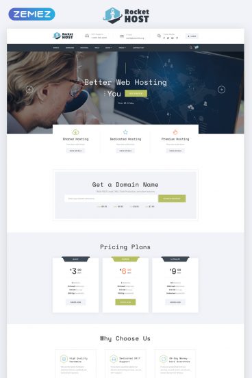 Rocket Host - Domain And Hosting Multipage HTML5 Website Template