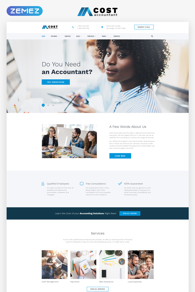 Cost – Accountant Multipage HTML5 Website Template