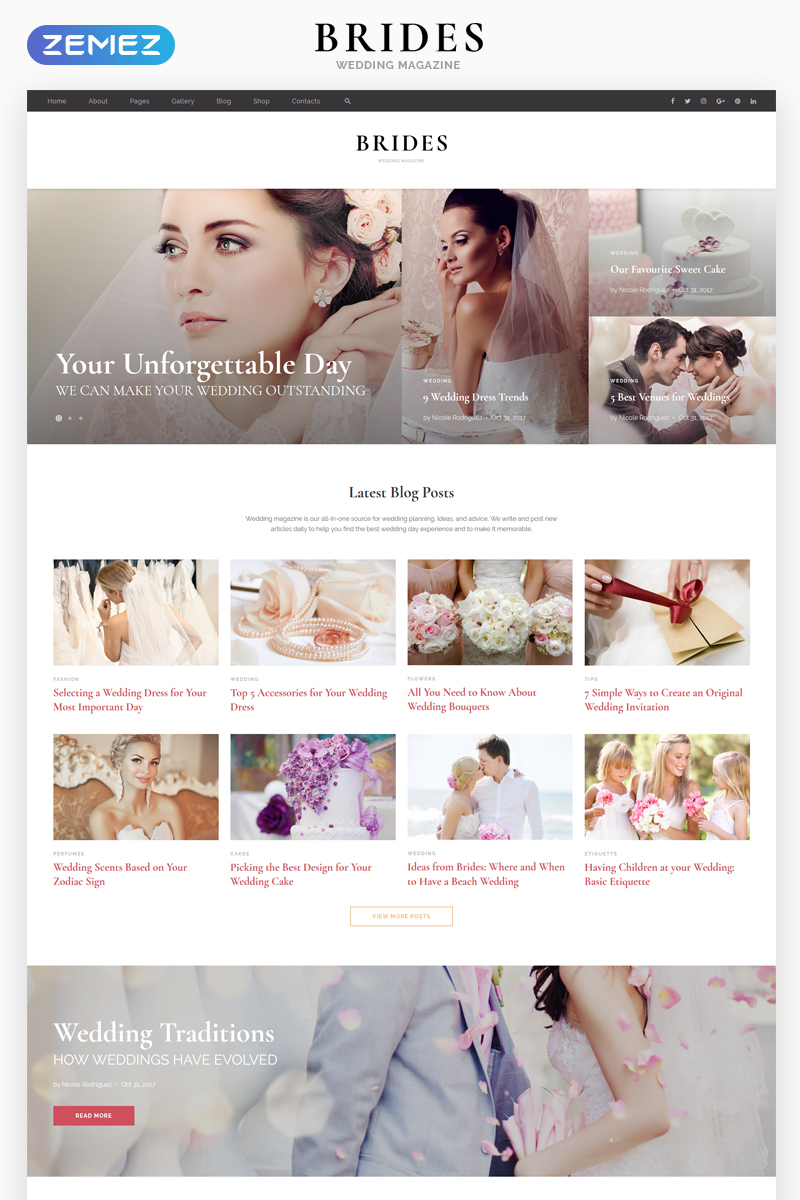 Brides – Wedding Magazine Multipurpose HTML Website Template