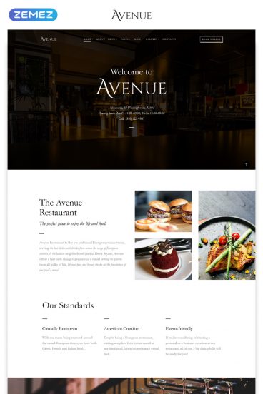 Avenue - Restaurant Responsive Multipage HTML Website Template