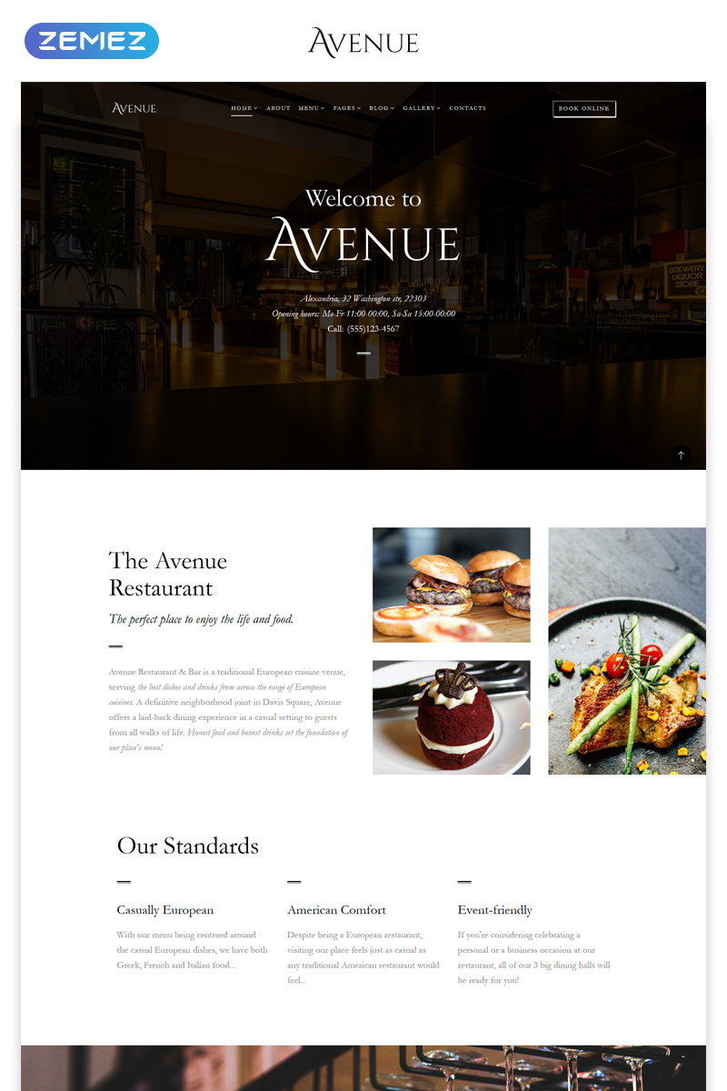 Avenue – Restaurant Responsive Multipage HTML Website Template