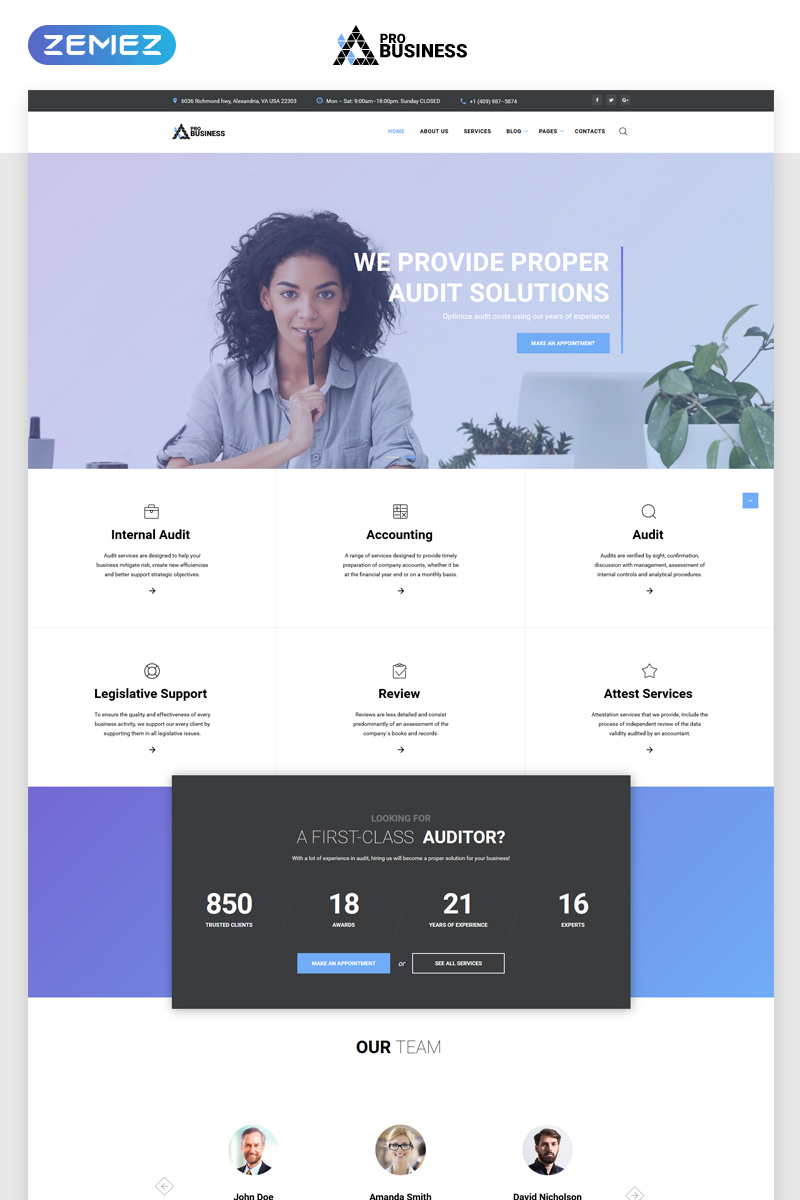 proBusiness – Elegant Audit Company Multipage HTML Website Template