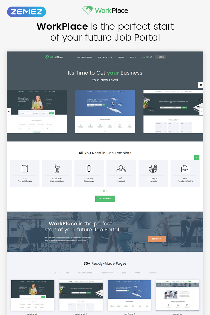 WorkPlace – Job Portal Multipage HTML5 Website Template