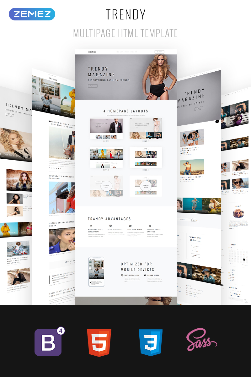 Trendy – Fashion Magazine Multipage HTML5 Website Template