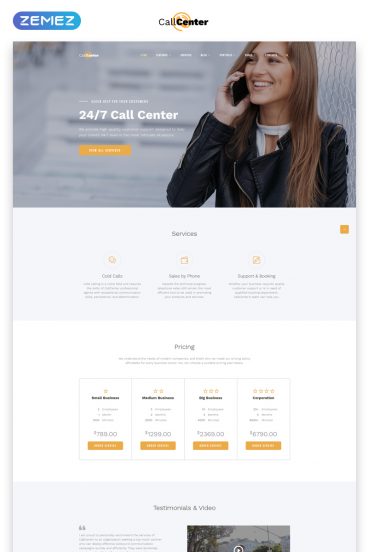 Call Center Multipage HTML5 Website Template Zemez HTML