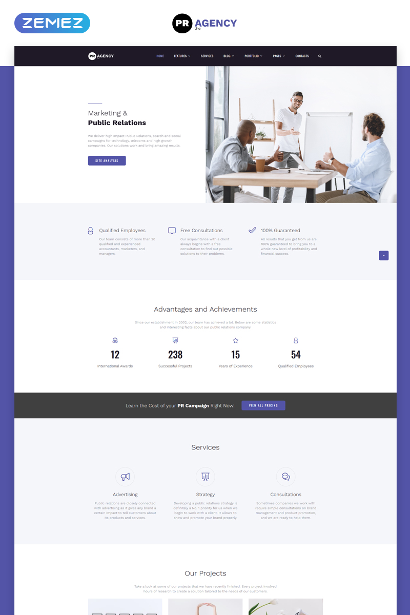 PR Agency – Public Relations Agency Multipage Website Template