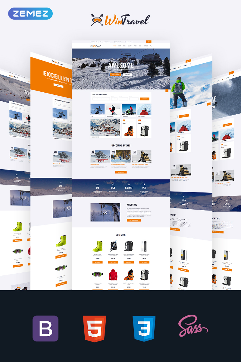 WinTravel – Winter Tourism Responsive Multipage Website Template