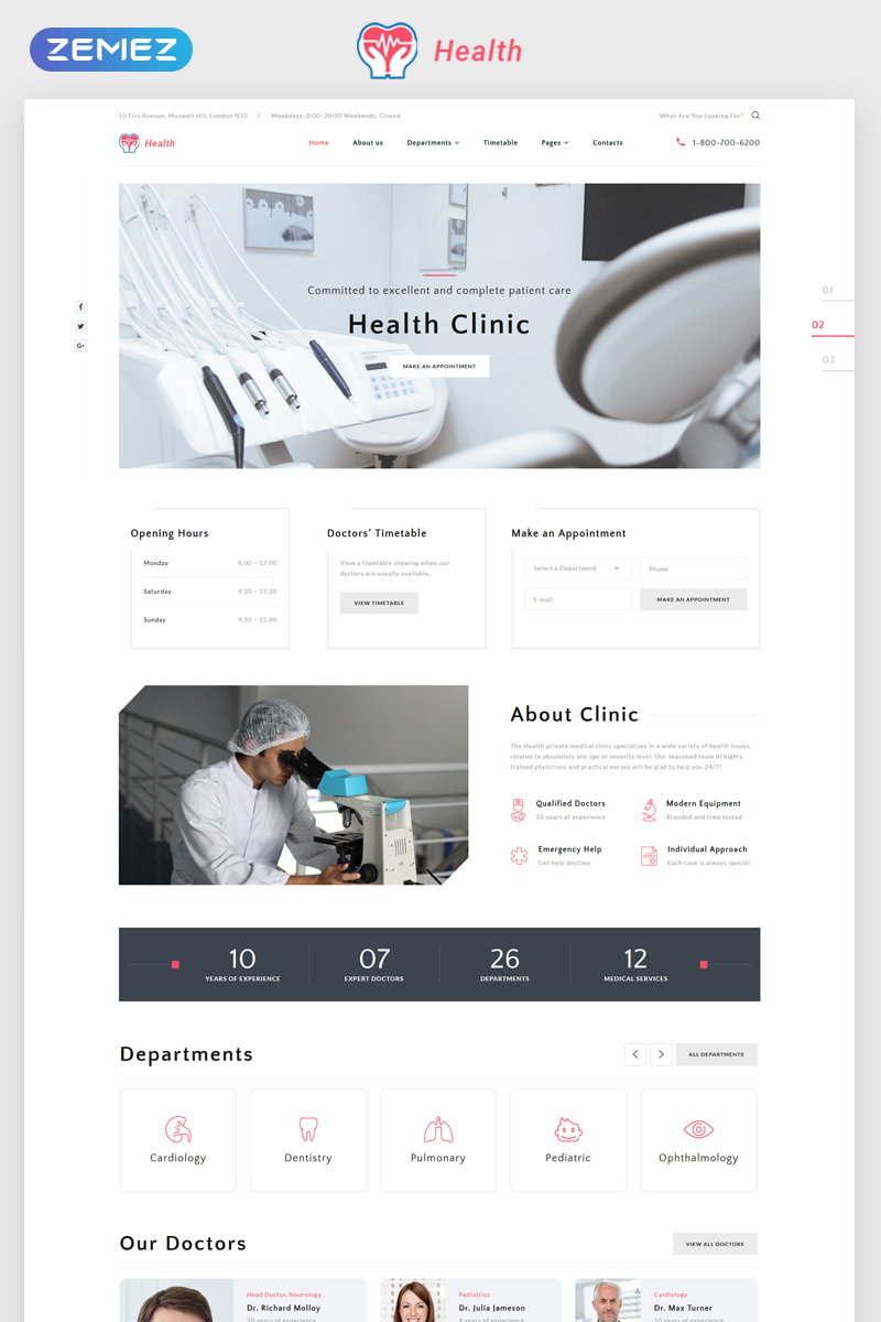 Health – Clinic Multipage HTML5 Website Template