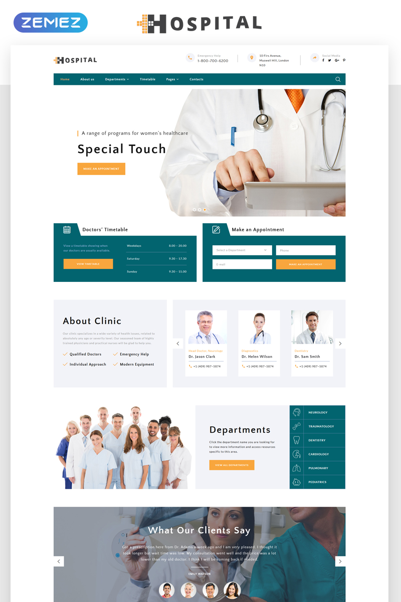 Hospital – Medical Service Multipage HTML5 Website Template