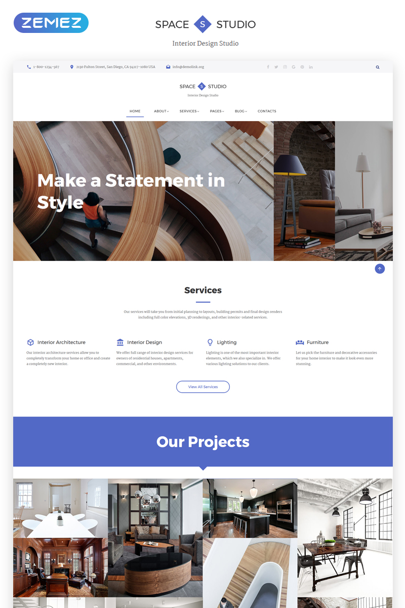 Space Studio – Interior Design Multipage HTML5 Website Template