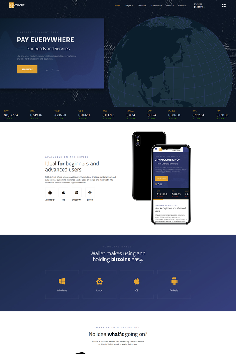 Crypt – Cryptocurrency Multipage HTML5 Website Template