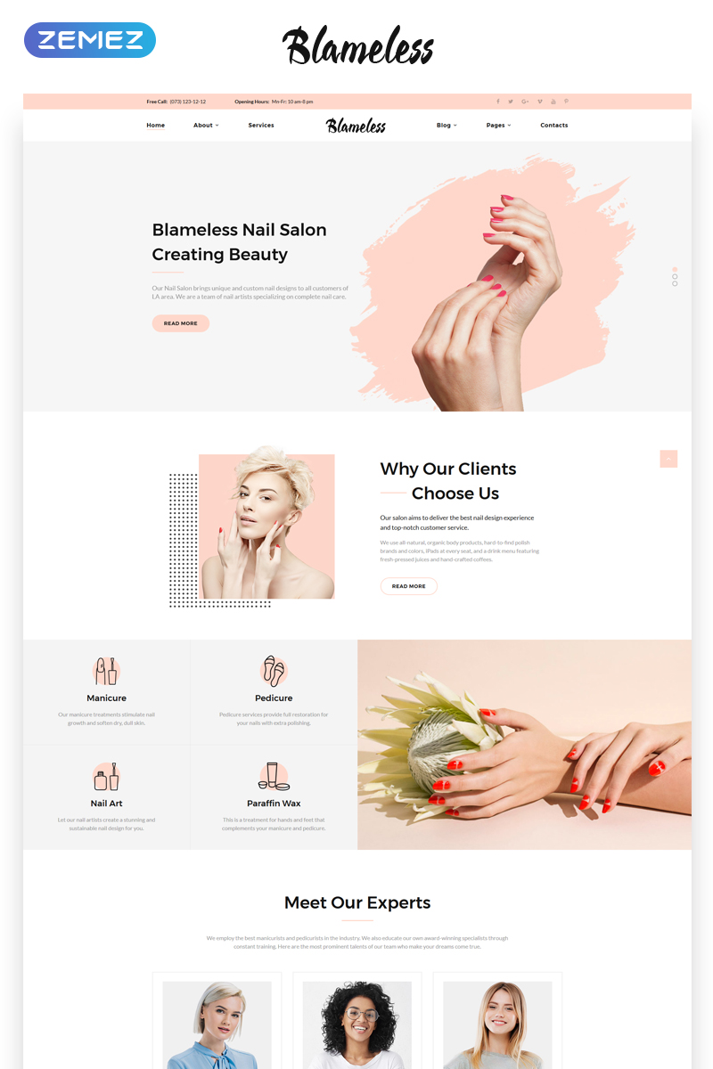 Blameless – Nail Salon Multipage HTML5 Website Template