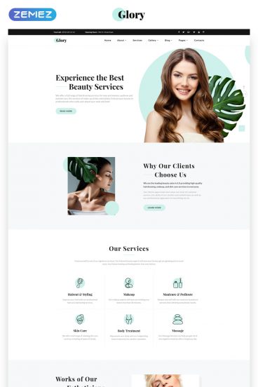 Glory - Divine Beauty Salon Multipage Website Template - Zemez HTML