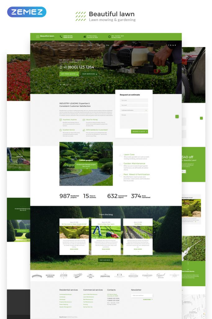 Beautiful Lawn - Lawn Moving And Gardening Website Template - Zemez HTML