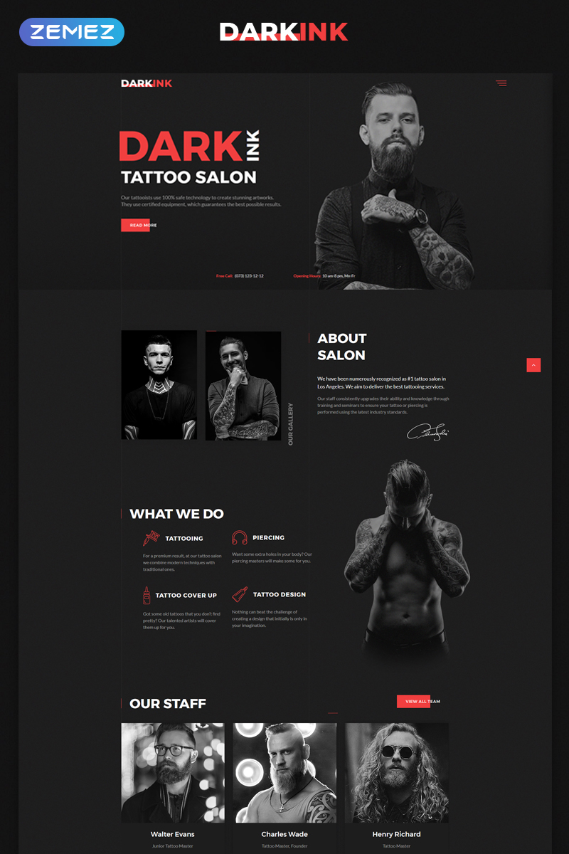 DarkInk – Tattoo Salon Multipage HTML5 Website Template