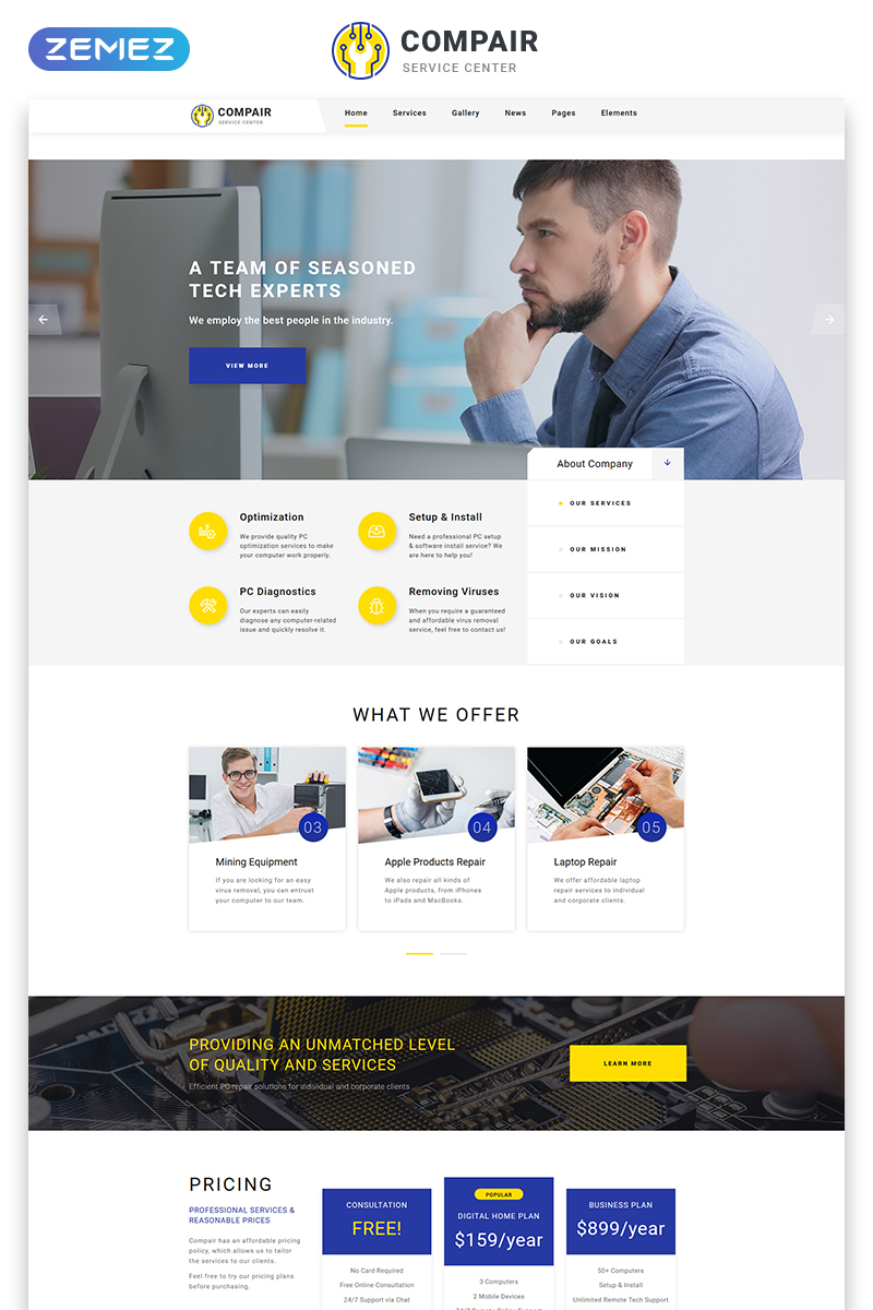 Compair – Computer Service Multipage HTML5 Website Template