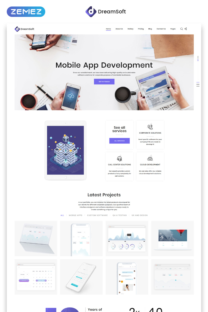 DreamSoft – Software Development Company Multipage Website Template