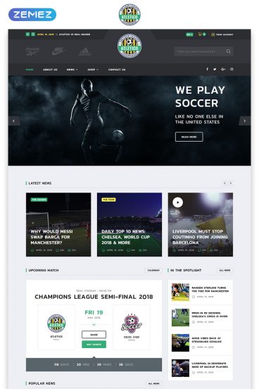 Atletico - Soccer Multipage HTML5 Website Template