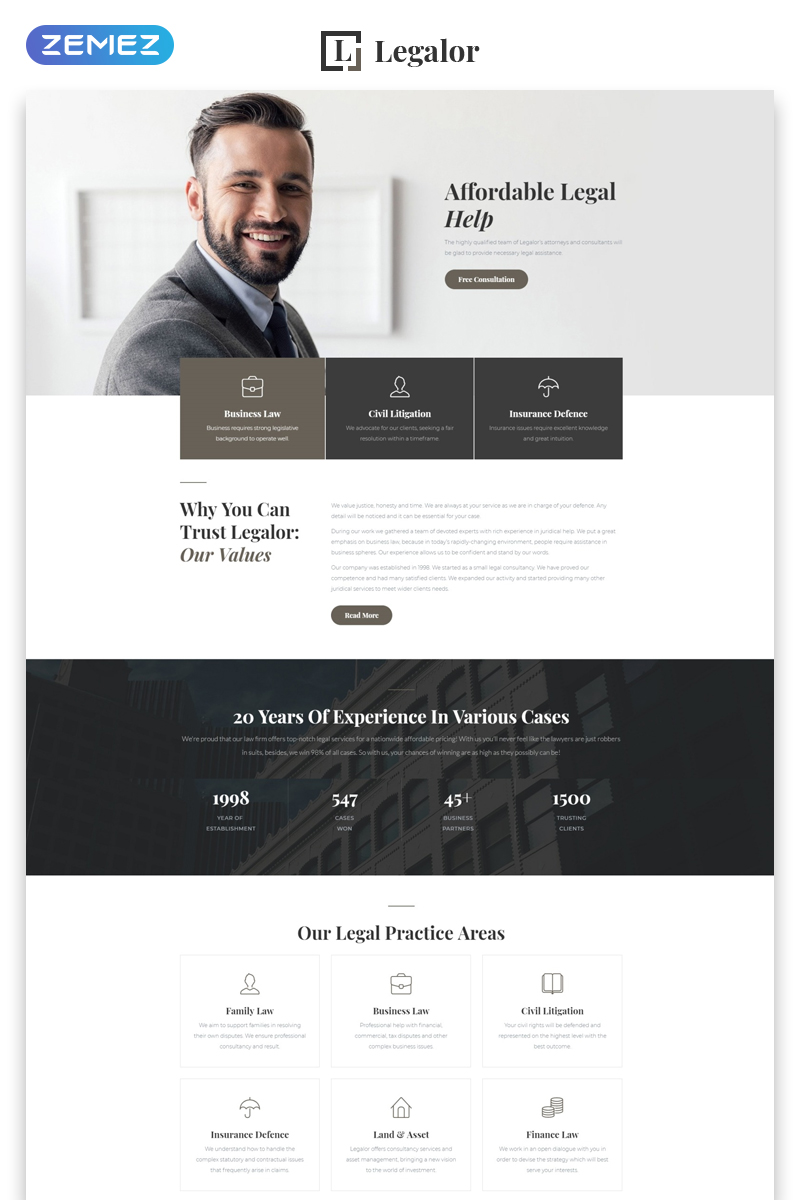 Legalor – Classy Law Company Responsive Website Template