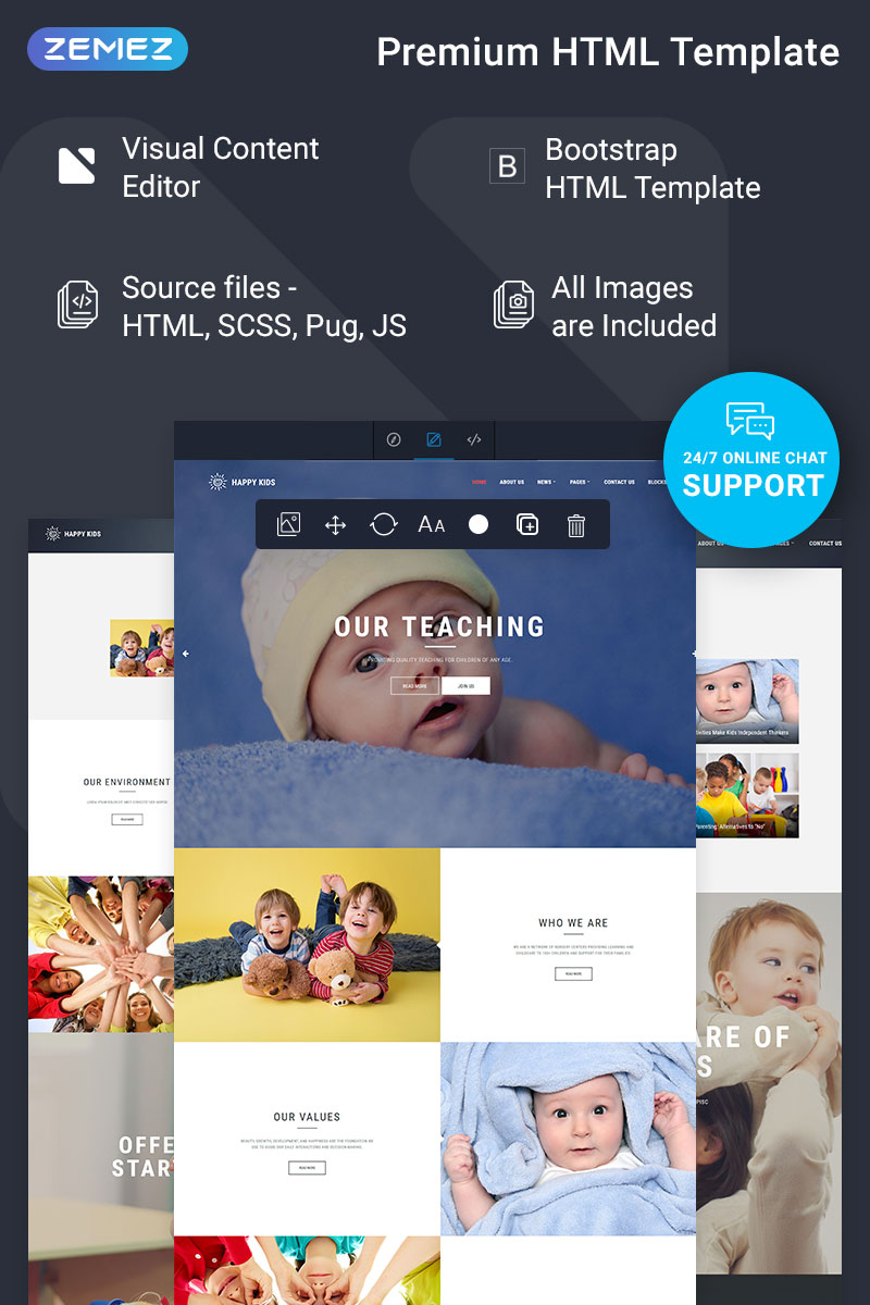 Happy Kids – Nursery Ready-to-Use Website Template