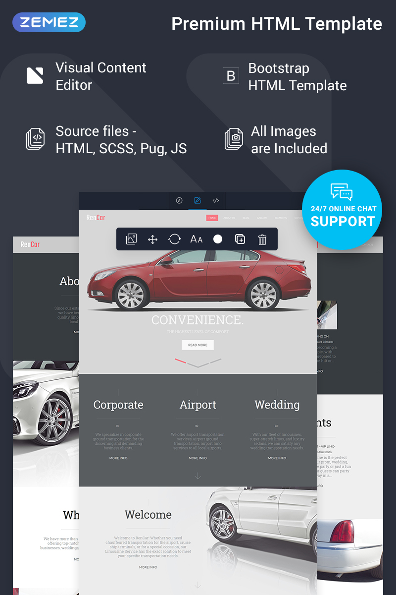 RenCar – Automobile Ready-to-Use Minimal Novi HTML Website Template