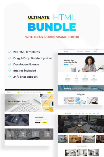 Ultimate HTML Bundle with Novi Visual Editor Website Template