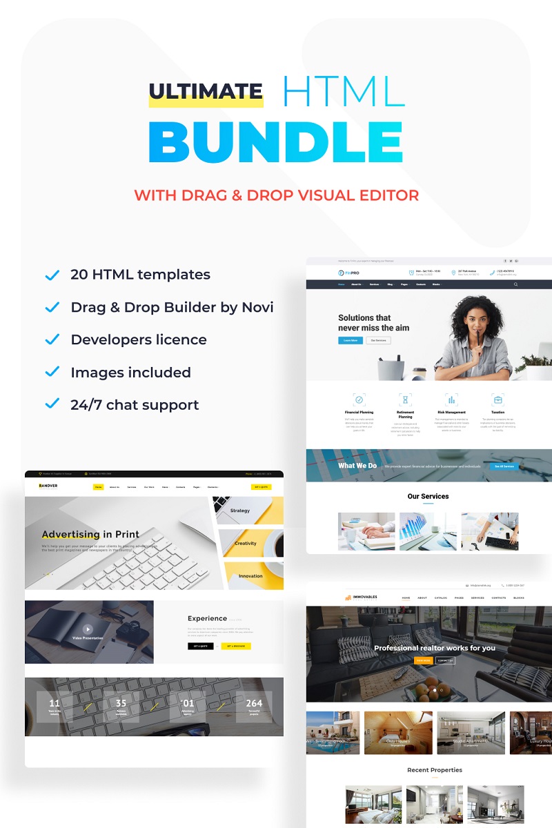 Ultimate HTML Bundle with Novi Visual Editor Website Template