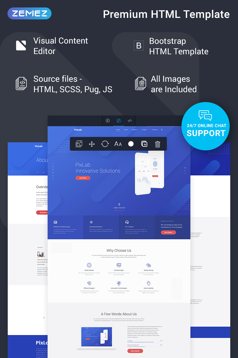 PixLab – Software Company Ready-to-Use Creative HTML Website Template