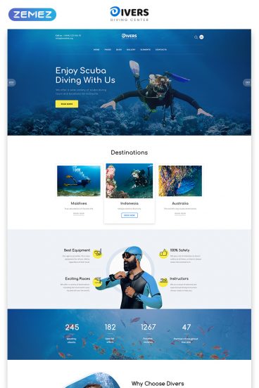 Divers - Swimming Multipage Classic HTML Website Template