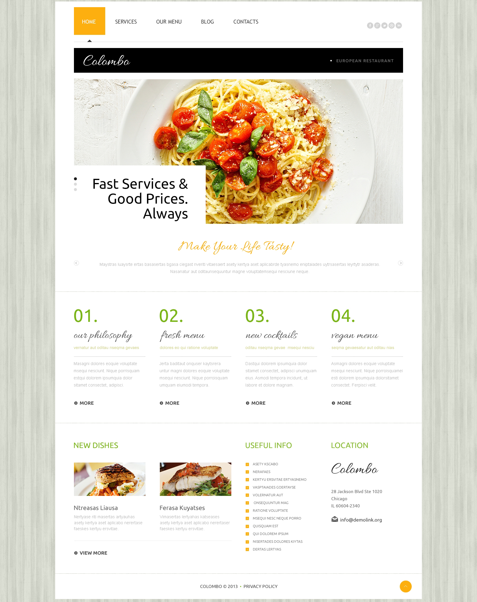 European Restaurant Template Responsive Joomla Template