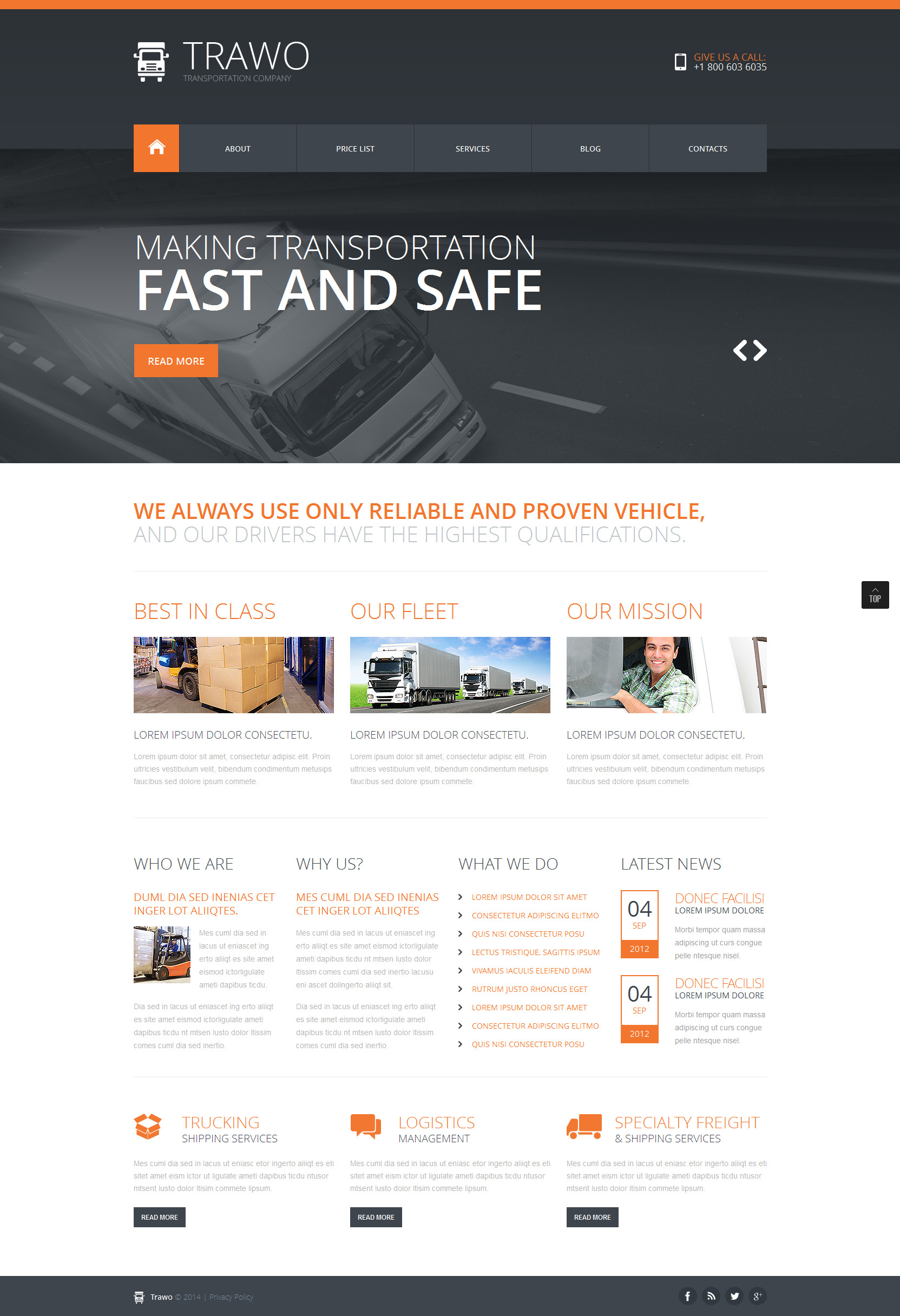 The Fastest Transportation Joomla Template