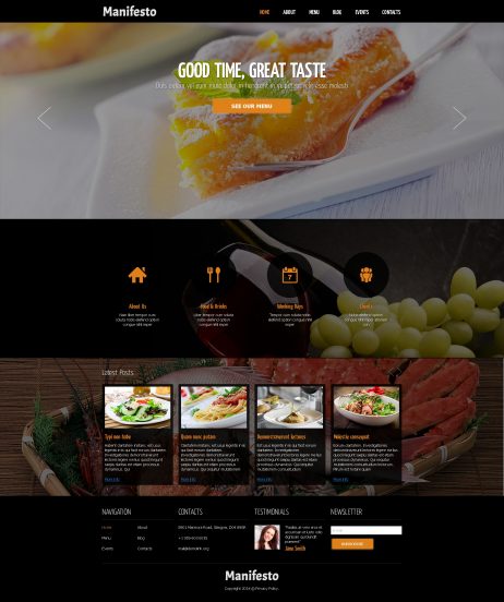 Cafe and Restaurant Template Responsive Joomla Template