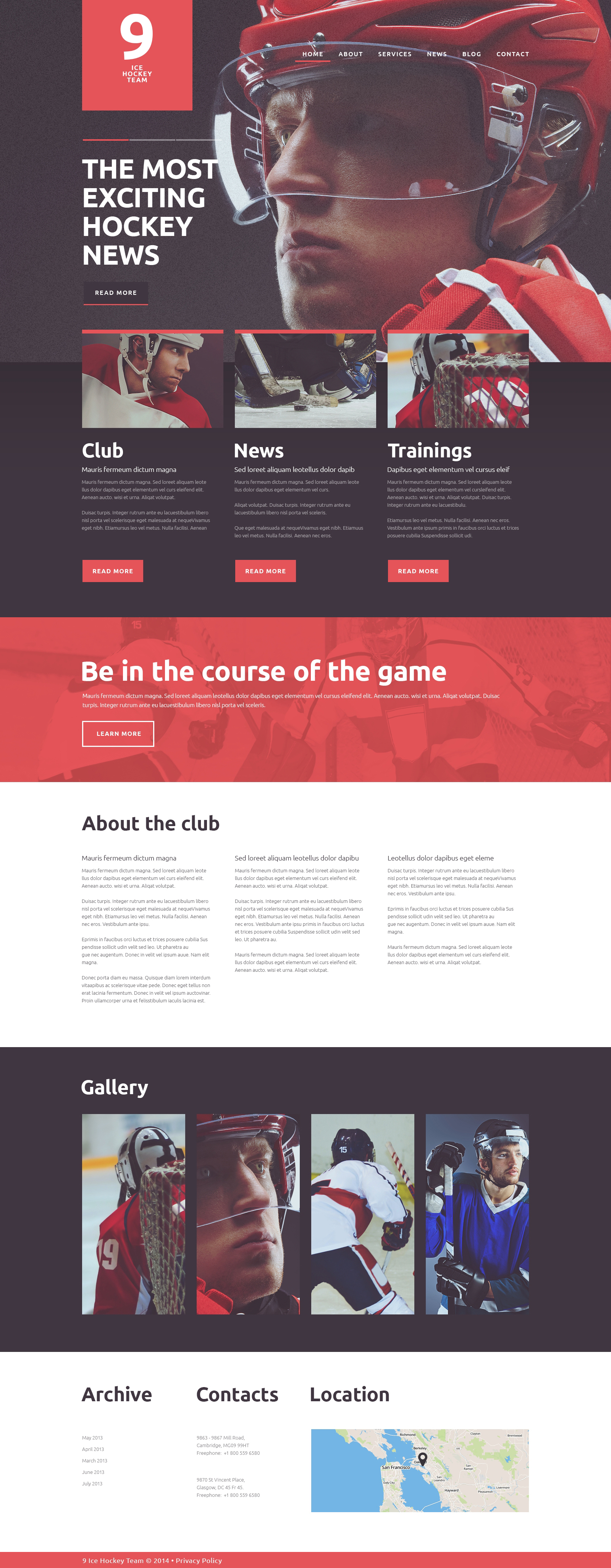 Ice Hockey Club Joomla Template