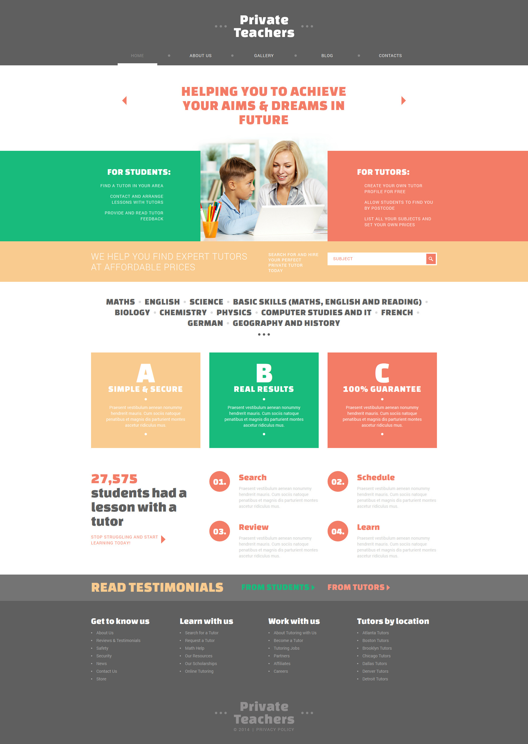 Private Teachers’ Assistance Joomla Template